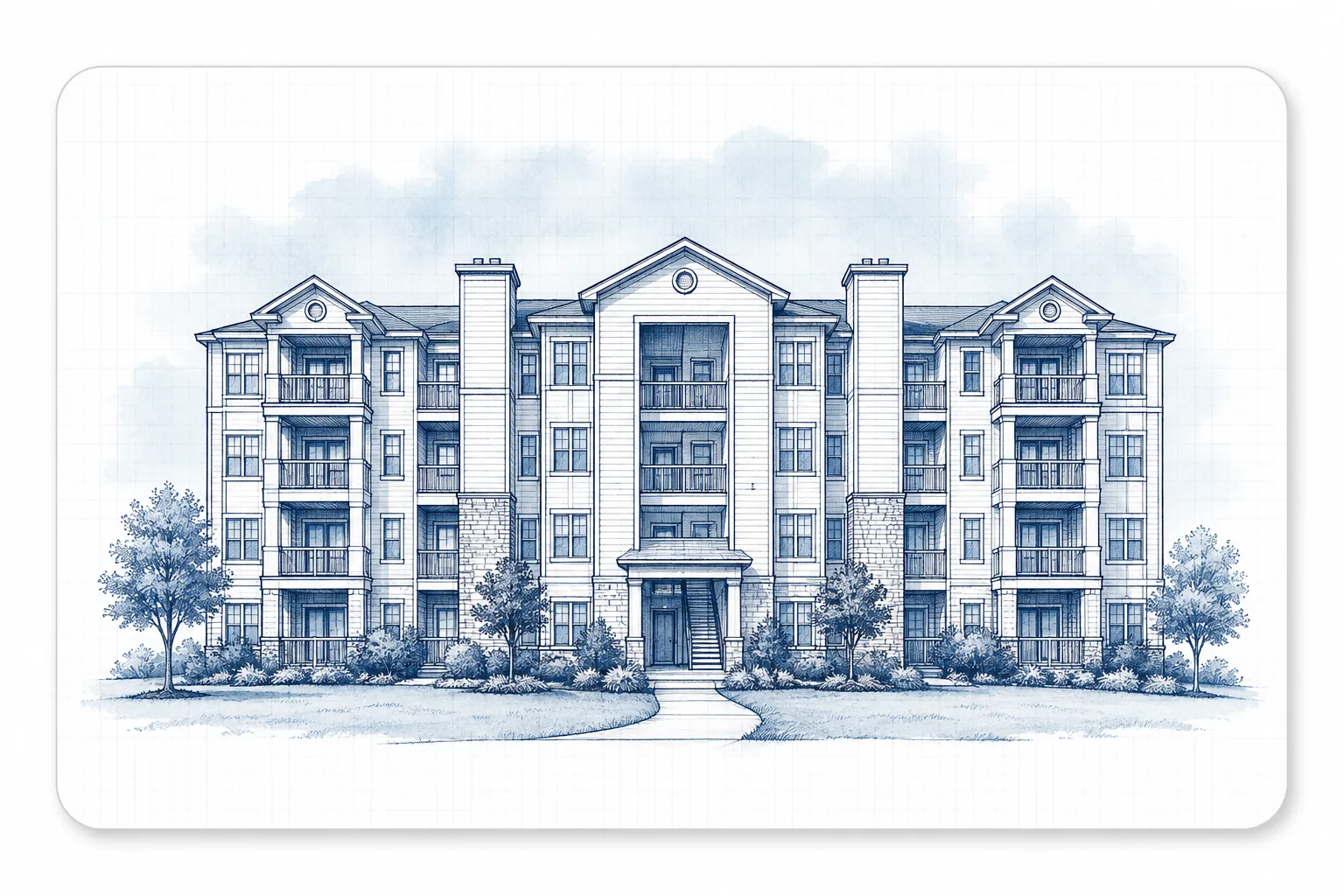 Representative multifamily architectural sketch